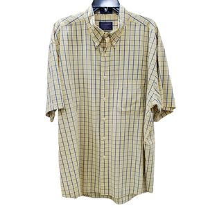 Pendleton shirt men's size XL yellow and blue plaid Short sleeves pocket Collar